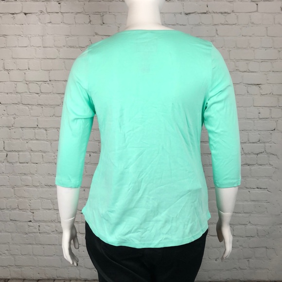 0X 2X Charter Club Aqua Boatneck Top Plus Size - Picture 3 of 6